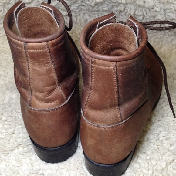 VINTAGE Justin Kiltie Roper boots, 3 1/2D BROWN leather, Fringe, Grunge, Cowgirl - Picture 3 of 9